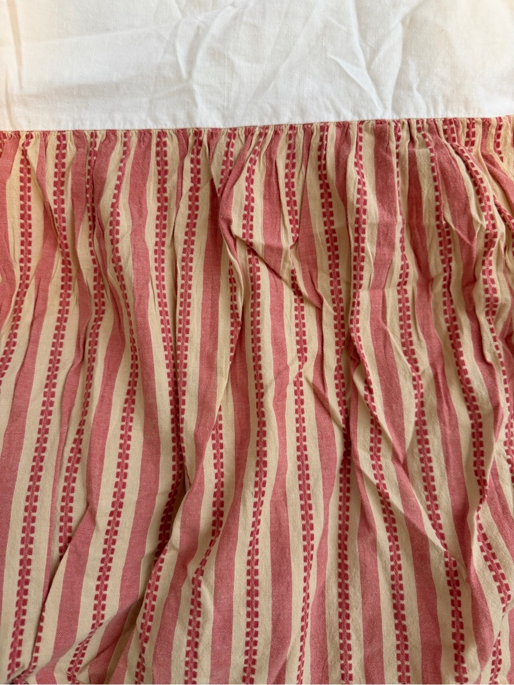 Queen Striped Salmon and Cream bed skirt and standard pillow shams. - Picture 6 of 6